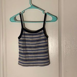 Blue and White Stripped Brandy Crop Top